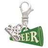 Acrylic Green Cheer Megaphone - Silver Plated Clip on Charm with Mini Year 2025: Year to Remember Jewelry Gift - Celebrations