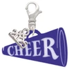 Acrylic Large Navy Cheer Megaphone - Silver Plated Clip on Charm with Mini Year 2025: Year to Remember Jewelry Gift - Celebrations