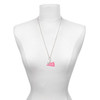 Acrylic Large Hot Pink Cheer Megaphone - Silver Plated Clip on Charm with Mini Year 2025 shown as a necklace pendant
