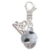 Silver Plated 3-D Enamel Soccerball Spinner - Silver Plated Clip on Charm with Mini Year 2025: Year to Remember Jewelry Gift - Celebrations