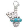 Silver Plated Crystal Teal Spinner - Silver Plated Clip on Charm with Mini Year 2025: Year to Remember Jewelry Gift - Celebrations