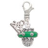 Silver Plated Crystal Green Spinner - Silver Plated Clip on Charm with Mini Year 2025: Year to Remember Jewelry Gift - Celebrations