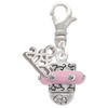 Silver Plated Crystal Pink Spinner - Silver Plated Clip on Charm with Mini Year 2025: Year to Remember Jewelry Gift - Celebrations