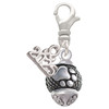 Silver Plated Paw on Hatched Background Spinners - Silver Plated Clip on Charm with Mini Year 2025: Year to Remember Jewelry Gift - Celebrations