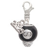 Silver Plated Black 8 Ball Spinner - Silver Plated Clip on Charm with Mini Year 2025: Year to Remember Jewelry Gift - Celebrations