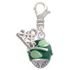 Silver Plated Lime Leaves on Green Band Spinner - Silver Plated Clip on Charm with Mini Year 2025: Year to Remember Jewelry Gift - Celebrations