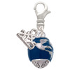 Silver Plated Blue Enamel World Globe Spinner - Silver Plated Clip on Charm with Mini Year 2025: Year to Remember Jewelry Gift - Celebrations