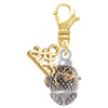 Gold-tone Fairy on Silver Plated Hatched Background Spinner - Gold-tone Plated Clip on Charm with Mini Year 2025: Year to Remember Jewelry Gift - Celebrations