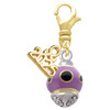 Gold-tone Wide Black Dots on Purple Spinner - Gold-tone Plated Clip on Charm with Mini Year 2025: Year to Remember Jewelry Gift - Celebrations