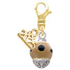 Gold-tone Wide Black Dots on Tan Spinner - Gold-tone Plated Clip on Charm with Mini Year 2025: Year to Remember Jewelry Gift - Celebrations