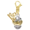 Gold-tone Dragon with Silver Plated Border Spinner - Gold-tone Plated Clip on Charm with Mini Year 2025: Year to Remember Jewelry Gift - Celebrations