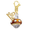 Gold-tone Translucent Brown with Crystals Spinner - Gold-tone Plated Clip on Charm with Mini Year 2025: Year to Remember Jewelry Gift - Celebrations