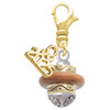 Gold-tone Tan Center Spinner - Gold-tone Plated Clip on Charm with Mini Year 2025: Year to Remember Jewelry Gift - Celebrations