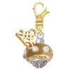 Gold-tone Tan with Crystals Spinner - Gold-tone Plated Clip on Charm with Mini Year 2025: Year to Remember Jewelry Gift - Celebrations
