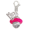 Silver Plated Hot Pink Center Spinner - Silver Plated Clip on Charm with Mini Year 2025: Year to Remember Jewelry Gift - Celebrations
