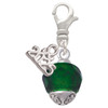 12mm Faceted Green Glass Spinner - Silver Plated Clip on Charm with Mini Year 2025: Year to Remember Jewelry Gift - Celebrations