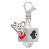 Silver Plated Card Suits Square Spinner - Silver Plated Clip on Charm with Mini Year 2025: Year to Remember Jewelry Gift - Celebrations