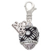 Silver Plated Diagonal Banded Barrel with Clear Crystals Spinner - Silver Plated Clip on Charm with Mini Year 2025: Year to Remember Jewelry Gift - Celebrations