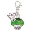 Green & Yellow Faceted Glass Spinner - Silver Plated Clip on Charm with Mini Year 2025: Year to Remember Jewelry Gift - Celebrations