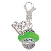 Silver Plated Lime Green Center Spinner - Silver Plated Clip on Charm with Mini Year 2025: Year to Remember Jewelry Gift - Celebrations