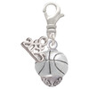 Silver Plated Antiqued Basketball Spinner - Silver Plated Clip on Charm with Mini Year 2025: Year to Remember Jewelry Gift - Celebrations