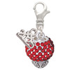Silver Plated Red Crystal Sparkle Spinner - Silver Plated Clip on Charm with Mini Year 2025: Year to Remember Jewelry Gift - Celebrations