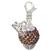 Silver Plated Brown Crystal Sparkle Spinner - Silver Plated Clip on Charm with Mini Year 2025: Year to Remember Jewelry Gift - Celebrations