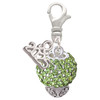 Silver Plated Lime Green Crystal Sparkle Spinner - Silver Plated Clip on Charm with Mini Year 2025: Year to Remember Jewelry Gift - Celebrations