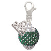 Silver Plated Green Crystal Sparkle Spinner - Silver Plated Clip on Charm with Mini Year 2025: Year to Remember Jewelry Gift - Celebrations