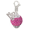 Silver Plated Hot Pink Crystal Sparkle Spinner - Silver Plated Clip on Charm with Mini Year 2025: Year to Remember Jewelry Gift - Celebrations