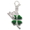 Silver Plated Green Four Leaf Clover with Heart Leaves - Silver Plated Clip on Charm with Mini Year 2025: Year to Remember Jewelry Gift - Celebrations
