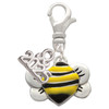 Silver Plated Large Enamel Bumble Bee - Silver Plated Clip on Charm with Mini Year 2025: Year to Remember Jewelry Gift - Celebrations