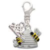 Silver Plated Beehive with 2 Bumble Bees - Silver Plated Clip on Charm with Mini Year 2025: Year to Remember Jewelry Gift - Celebrations