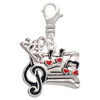 Silver Plated Music Sheet with Hearts - Silver Plated Clip on Charm with Mini Year 2025: Year to Remember Jewelry Gift - Celebrations
