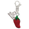 Silver Plated Red Jalapeno - Silver Plated Clip on Charm with Mini Year 2025: Year to Remember Jewelry Gift - Celebrations