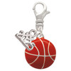 Silver Plated Large Enamel Basketball - Silver Plated Clip on Charm with Mini Year 2025: Year to Remember Jewelry Gift - Celebrations