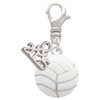 Silver Plated Large Volleyball - Silver Plated Clip on Charm with Mini Year 2025: Year to Remember Jewelry Gift - Celebrations