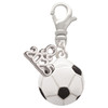 Silver Plated Large Enamel Soccer ball - Silver Plated Clip on Charm with Mini Year 2025: Year to Remember Jewelry Gift - Celebrations