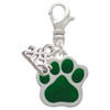 Silver Plated Large Green Paw - Silver Plated Clip on Charm with Mini Year 2025: Year to Remember Jewelry Gift - Celebrations
