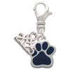 Silver Plated Small Navy Blue Paw - Silver Plated Clip on Charm with Mini Year 2025: Year to Remember Jewelry Gift - Celebrations