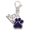 Silver Plated Small Purple Paw - Silver Plated Clip on Charm with Mini Year 2025: Year to Remember Jewelry Gift - Celebrations