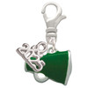 Silver Plated Small Green Megaphone - Silver Plated Clip on Charm with Mini Year 2025: Year to Remember Jewelry Gift - Celebrations