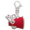 Silver Plated Small Red Megaphone - Silver Plated Clip on Charm with Mini Year 2025: Year to Remember Jewelry Gift - Celebrations