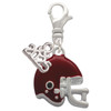 Silver Plated Small Maroon Football Helmet - Silver Plated Clip on Charm with Mini Year 2025: Year to Remember Jewelry Gift - Celebrations