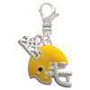 Silver Plated Small Yellow Football Helmet - Silver Plated Clip on Charm with Mini Year 2025: Year to Remember Jewelry Gift - Celebrations