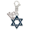Silver Plated Blue Star Of David - Silver Plated Clip on Charm with Mini Year 2025: Year to Remember Jewelry Gift - Celebrations