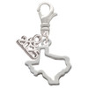 Silver Plated Texas Outline - Silver Plated Clip on Charm with Mini Year 2025: Year to Remember Jewelry Gift - Celebrations