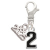 Silver Plated Black Number - 2 - Silver Plated Clip on Charm with Mini Year 2025: Year to Remember Jewelry Gift - Celebrations