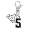Silver Plated Black Number - 5 - Silver Plated Clip on Charm with Mini Year 2025: Year to Remember Jewelry Gift - Celebrations