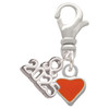 Silver Plated Mini Two Sided Orange Heart - Silver Plated Clip on Charm with Mini Year 2025: Year to Remember Jewelry Gift - Celebrations